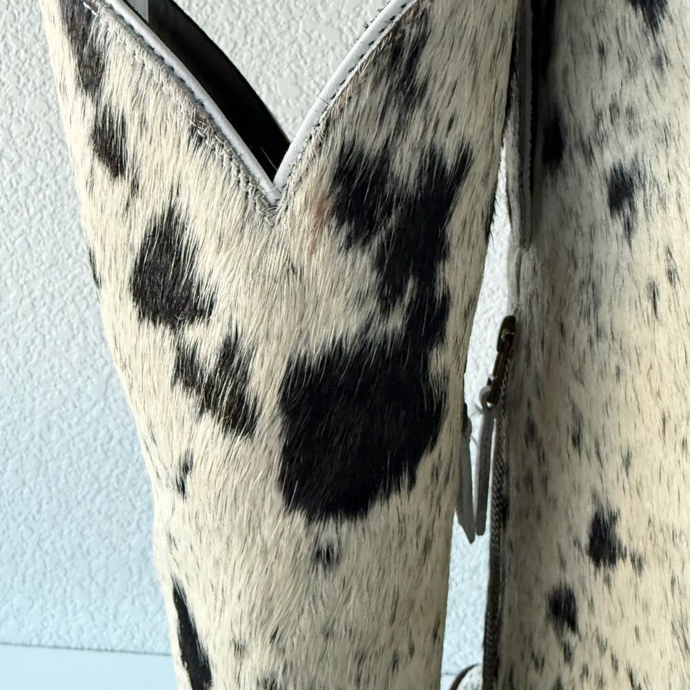 Lane Boots Womens Cowhide Cowboy Boots Tall Black Western Cow Skin Size 9.5 NEW - Picture 5 of 14